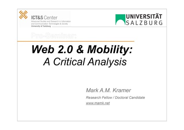 Web 2.0 & Mobility: A Critical Anal...