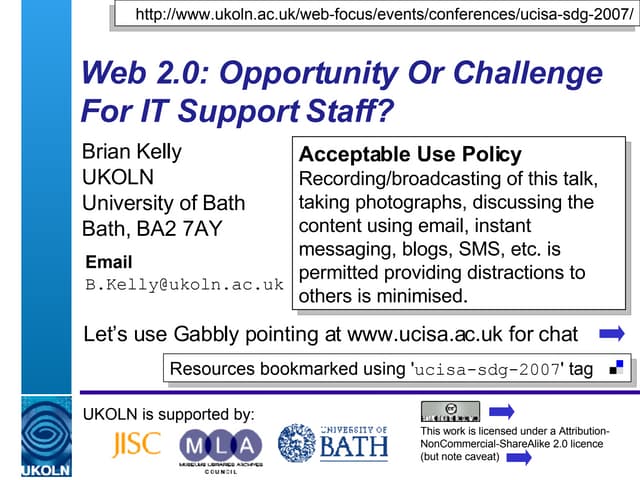 Web 2.0: Opportunity Or Threat For IT Support Staff?