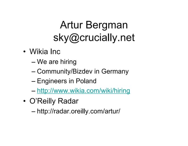 Web 2.0 Performance and Reliability: How to Run Large Web Apps