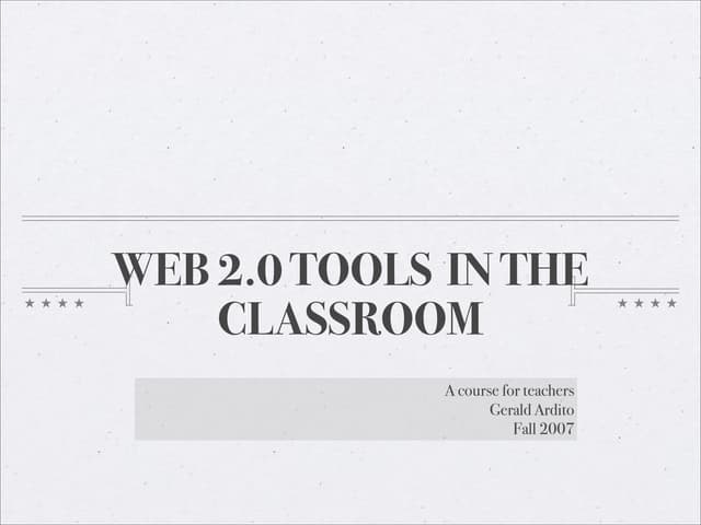 Web 2.0 Tools In The Classroom