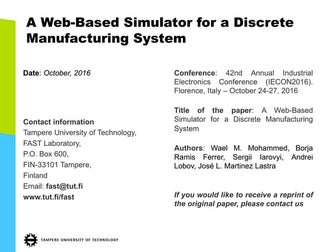 A Web-­Based Simulator for a Discrete  Manufacturing System