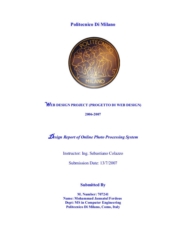 project report front page