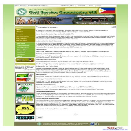 Levels of Civil Service Eligibility