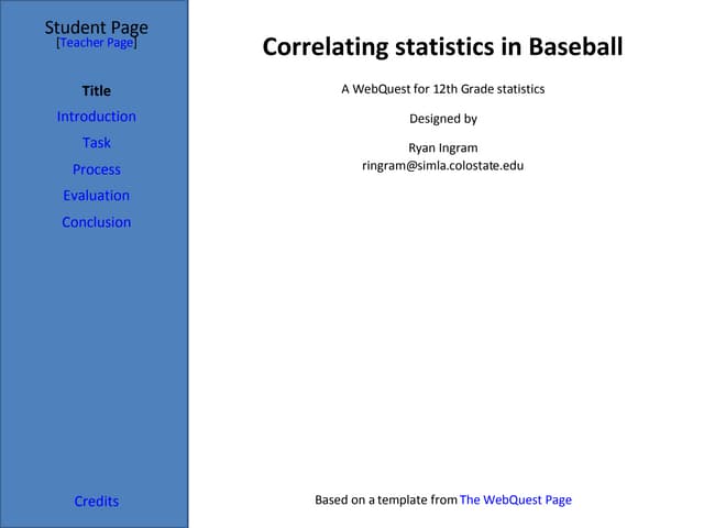 Web Quest Baseball
