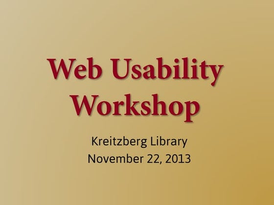 Web Usability Workshop