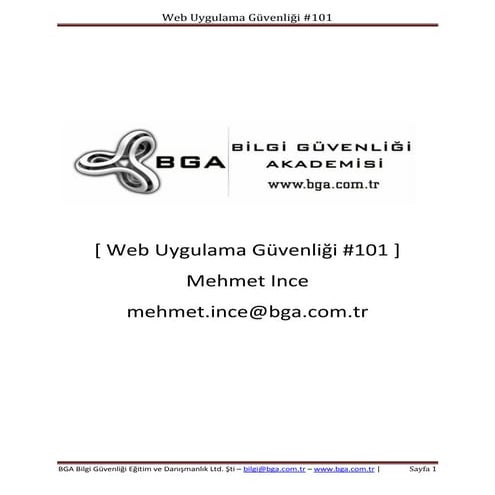 Web Uygulama Güvenliği 101