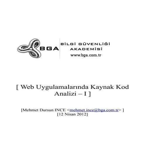 Web Uygulamalarında Kaynak Kod Analizi - 1
