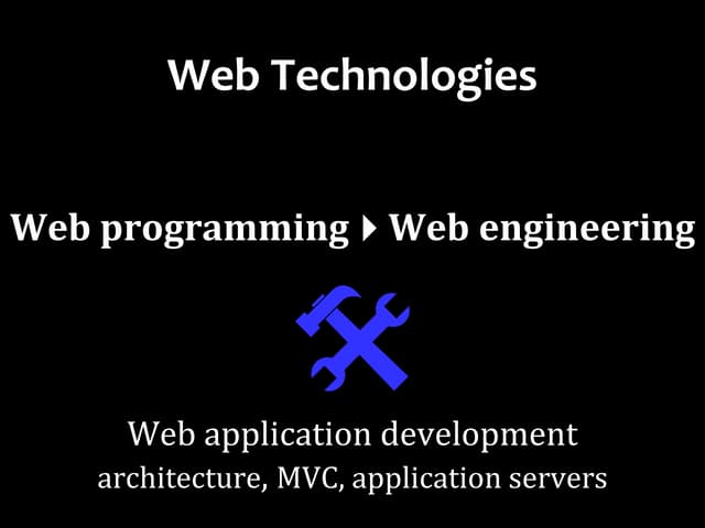 Web Technologies (3/12): Web Programming – Web Application Architecture. Web ...