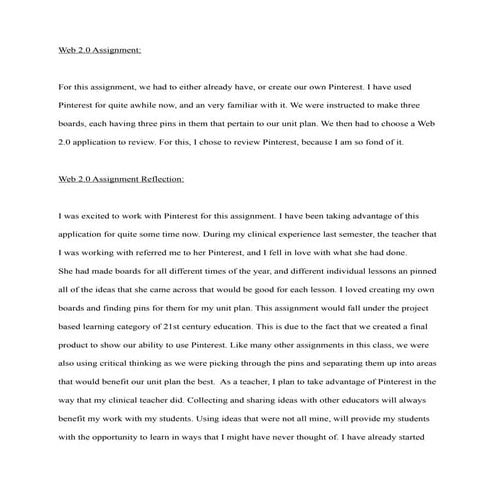 Web 2.0 Assignment Reflection 