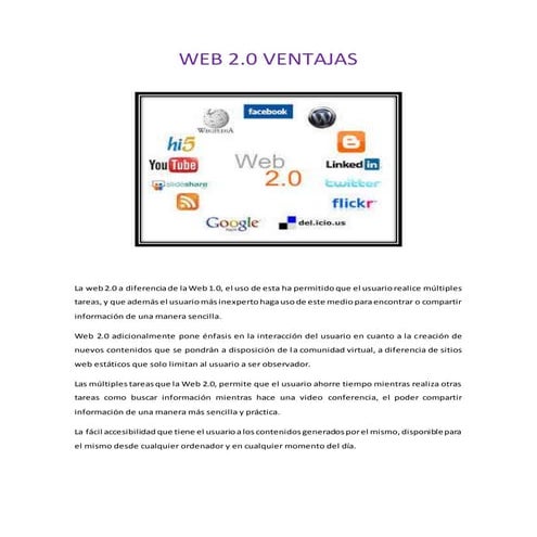Ventajas y desventajas de la web 2.0 | PPTX