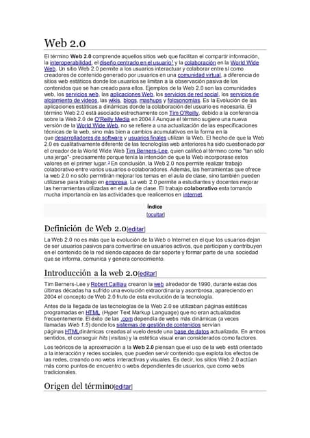Plantilla de la web 20 tarea 5 | PPTX | Internet | Computing