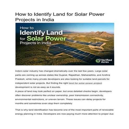Comprehensive Guide to Identifying Land for Solar Power Projects in ...