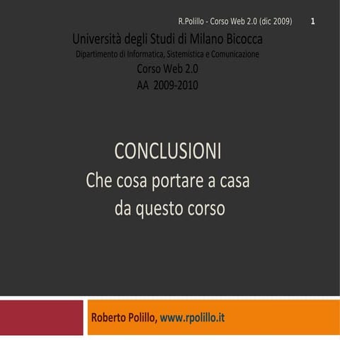 Corso Web 2.0 (2009): 13. Conclusione del corso