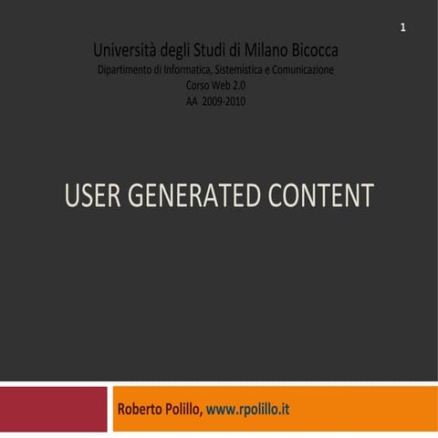 Lezione 5: User Generated Content