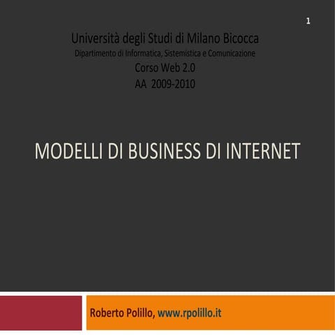 Lezione 8: Modelli di business di internet