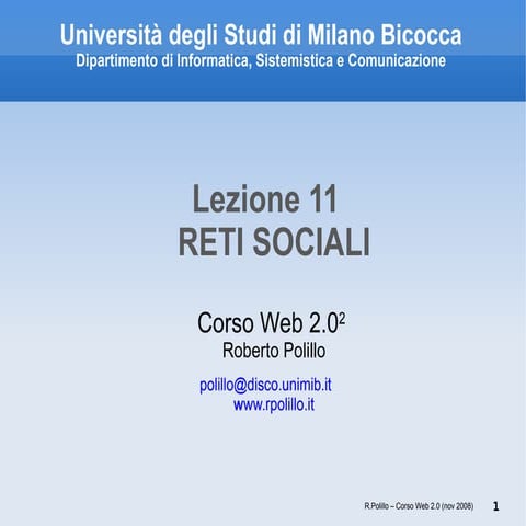 Corso Web 2.0: Reti sociali