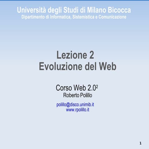Corso Web 2.0: Evoluzione del web