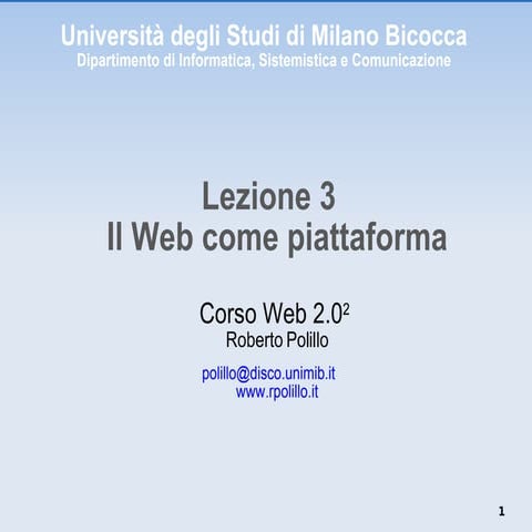 Corso Web 2.0: Il Web come piattaforma