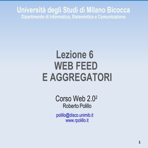 Corso Web 2.0: Web feed e aggregatori