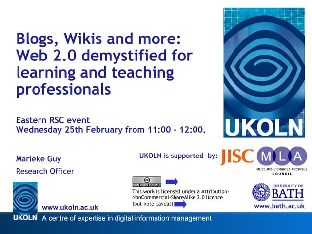 Blogs, Wikis and more: Web 2.0 demystified for learning and teaching profess...