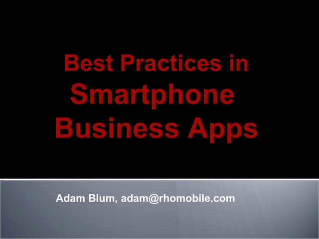 Best Practices in Smartphone Business Apps