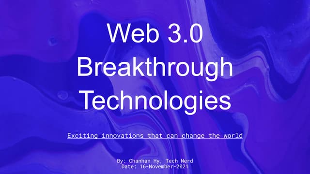Web 3.0 Breakthrough Technologies