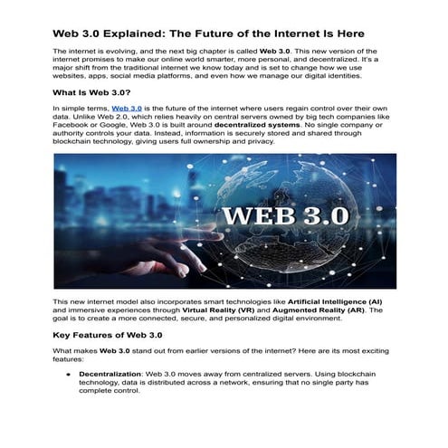 Web 3.0 Explained_ The Future of a Smarter, Safer, and Decentralized Internet...