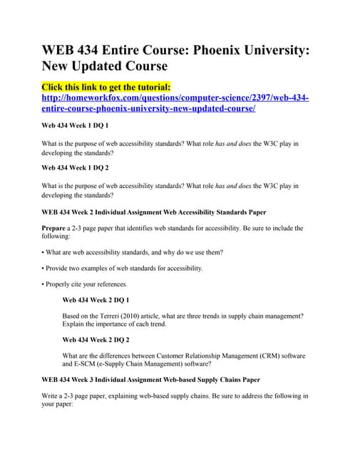 Web 434 entire course