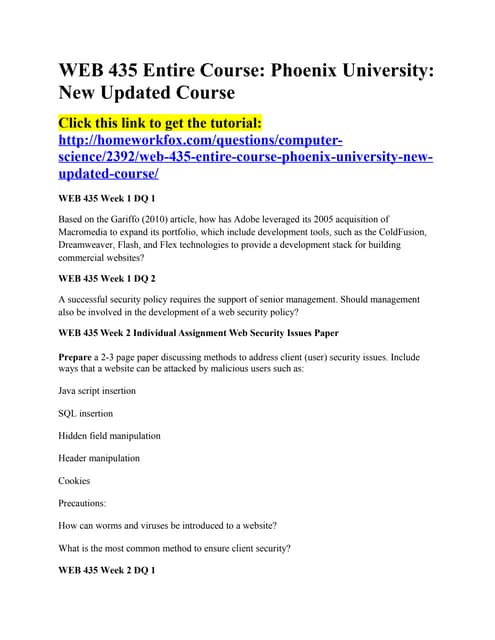 Web 435 entire course