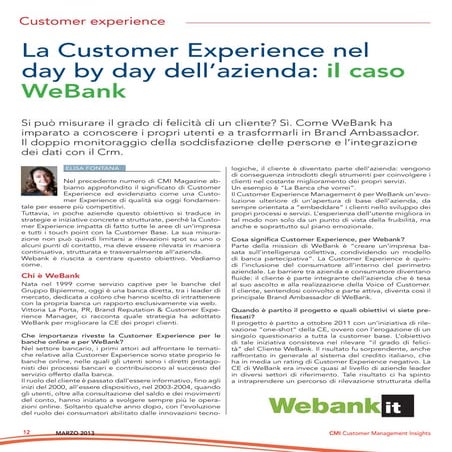 WeBank e la customer experience