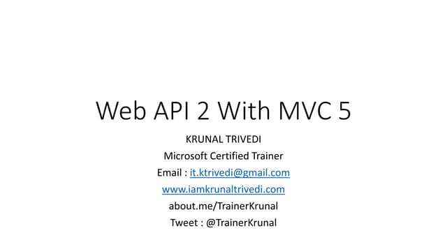 Web api 2 With MVC 5 With TrainerKrunal