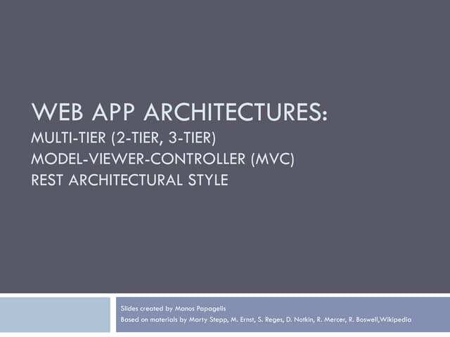 Web App Architectures and Design Patterns