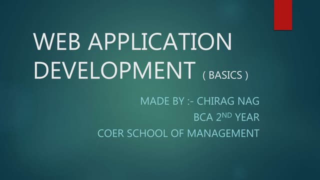 Web application development ( basics )