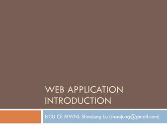 Web Application  Introduction