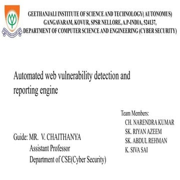 Automated Web Vulnerability Detection and Reporting Engine for Enhanced ...