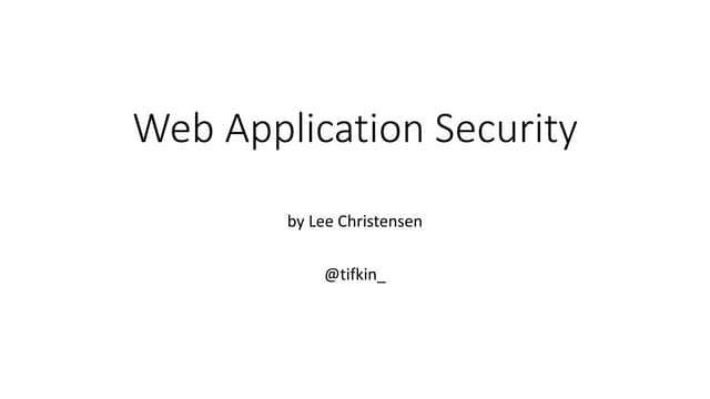 Web application Security