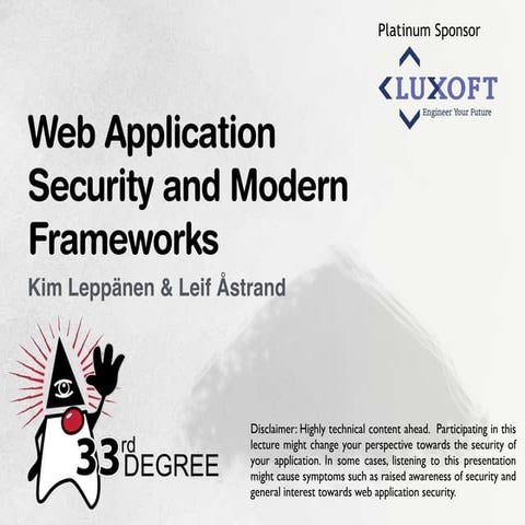Web Application Security and Modern Frameworks
