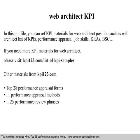 Web architect kpi