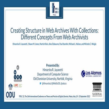 Creating Structure in Web Archives With Collections: Different Concepts From ...