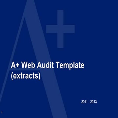 The Web Audit A+ Template: some Key charts