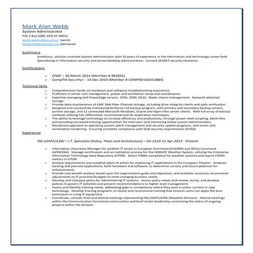 Webb 2014 resume | PDF
