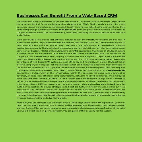 Web based crm