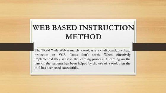 Evaluating web based instruction | PPT