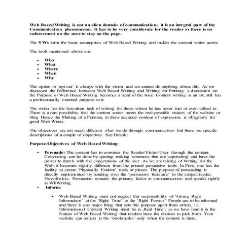 Web based writing | DOCX | Web Development | Internet