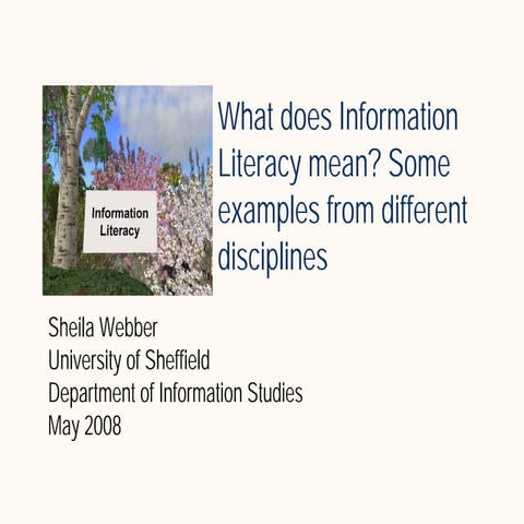 What does Information Literacy mean? Some examples from different disciplines
