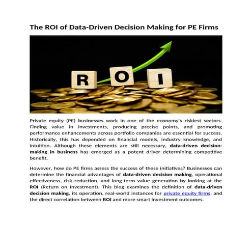 The ROI of Data-Driven Decision Making for PE Firms