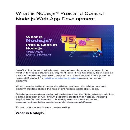 What is Node.js_ Pros and Cons of Node.js Web App Development | PDF