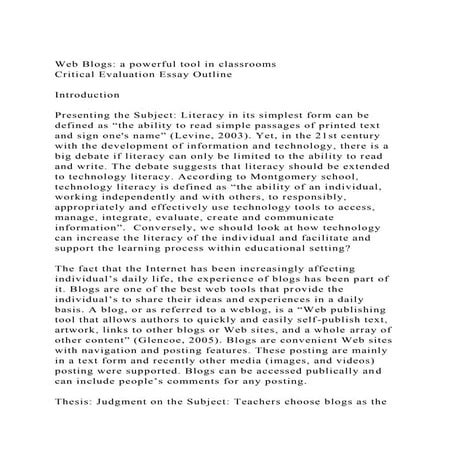 Web Blogs a powerful tool in classroomsCritical Evaluation Essa.docx