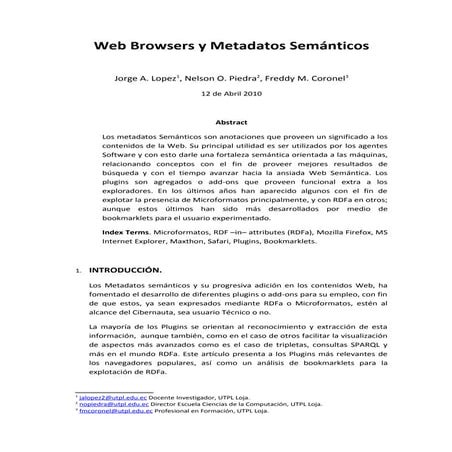 Web browsers and semantic metadata
