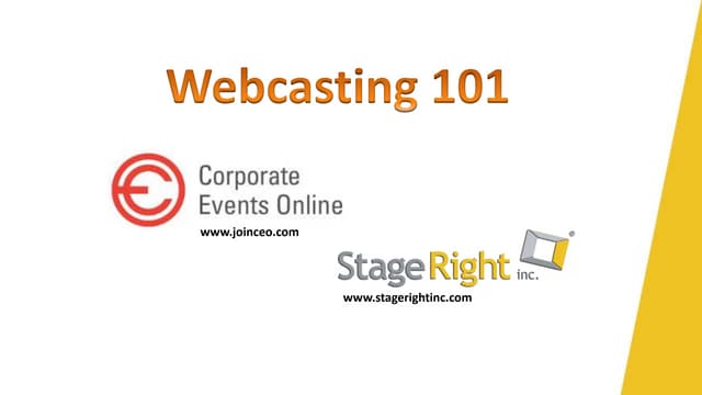 Webcasting - Teleconferencing - Live Streaming 101